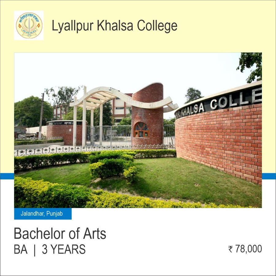 Bachelor of Arts [BA] at Lyallpur Khalsa College, Jalandhar